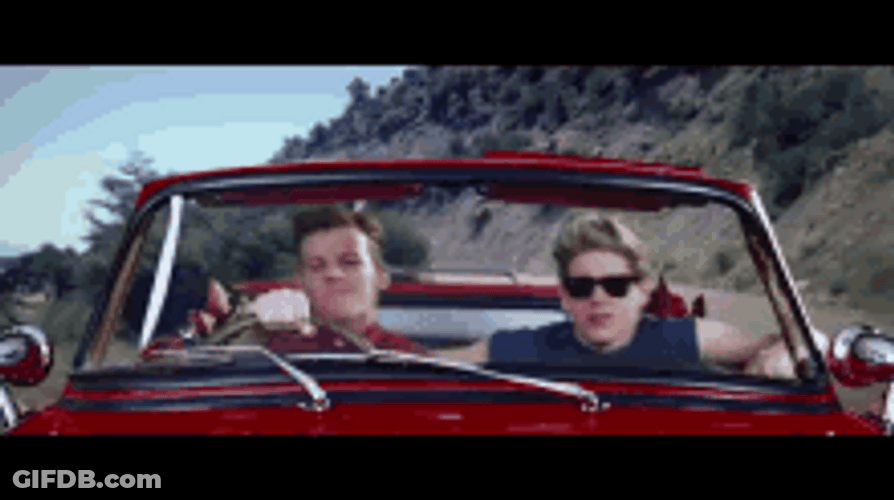 One Direction Kiss You Funny Car Scene GIF