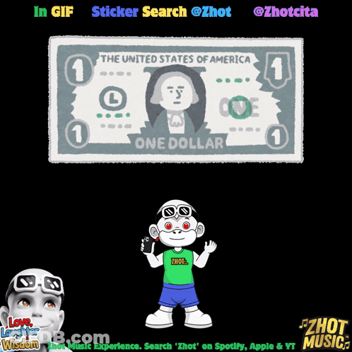 One Dollar Bill Monkey Wearing Thot Shirt GIF