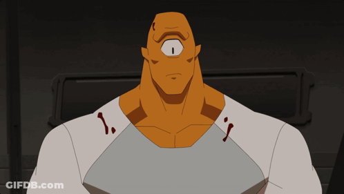 One-Eyed Cartoon Character Holding Knife GIF
