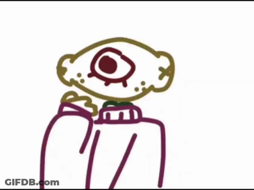 One-Eyed Person In Purple Shirt GIF
