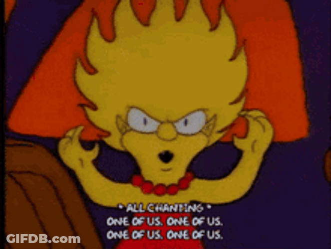 One Of Us Scared Homer Simpson GIF