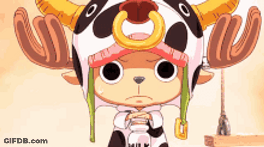 One Piece Chopper Cute Cow Hat GIF