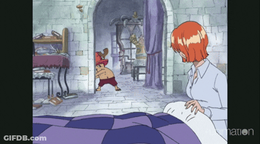 One Piece Chopper Getting Caught By Nami GIF