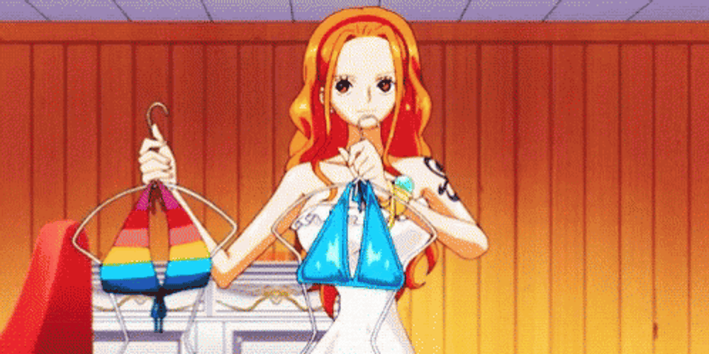 One Piece Nami Choosing Clothes GIF