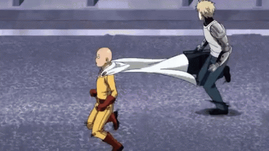 One Punch Man Saitama Genos Running GIF