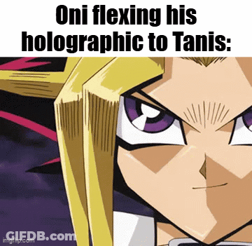 Oni Flexing Holographic To Tanis GIF