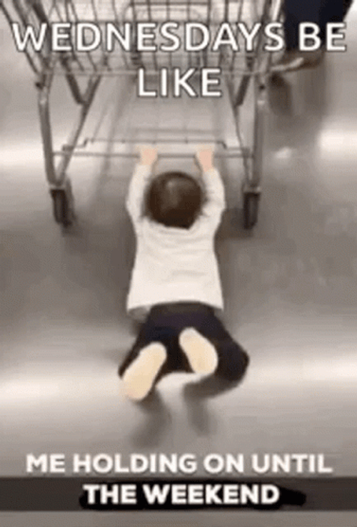Only Wednesday Push Cart Holding On Until Weekend GIF