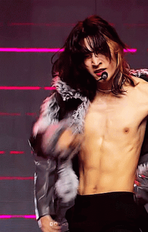 OnlyOneOf JunJi Abs Shown Kpop GIF