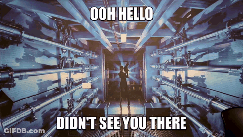 Ooh Hello Did N't See You There Is Written On A Poster GIF
