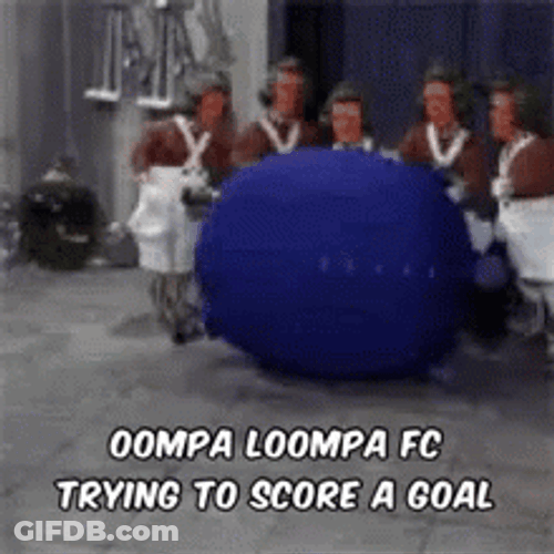 Oompa Loompas Teamwork Scores Goal GIF