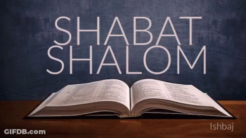 Open Bible With Shabat Shalom Above GIF