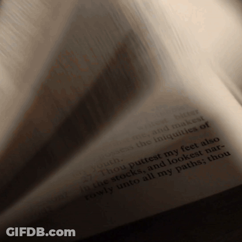 Open Book Saying Thou Puttest My Feet Also In The Stocks GIF