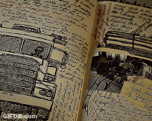 Open Book Saying Trucks GIF