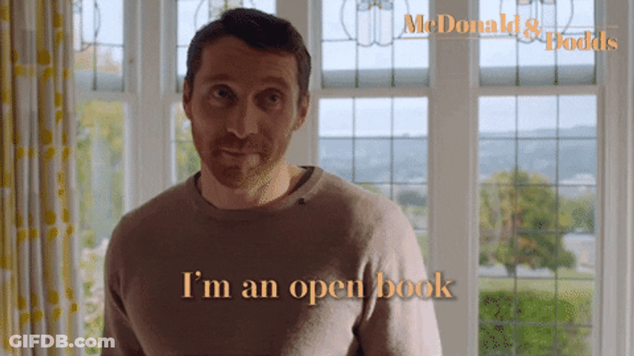Open Book Shrug McDonald And Dodds GIF
