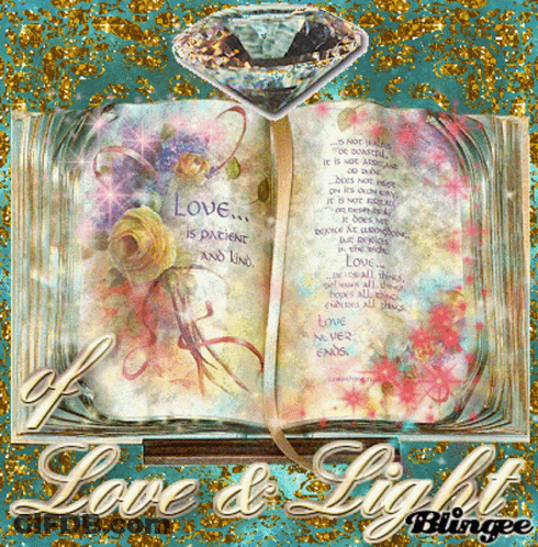 Open Book With Diamond Love And Light GIF