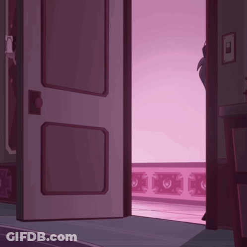 Open Door To Balcony With Pink Sky GIF