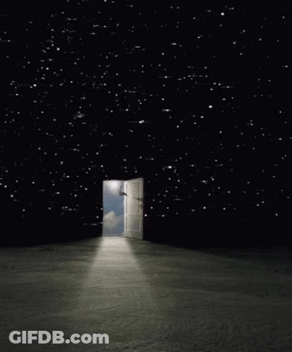 Open Door To Night Sky With Stars GIF