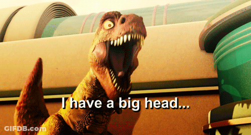 Open-Mouthed Dinosaur Saying I Have A Big Head GIF