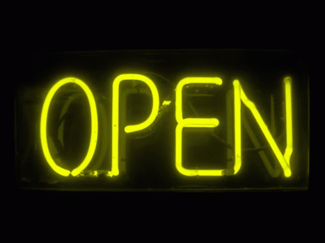 Open Sign Changing Colors GIF