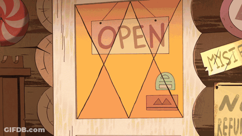 Open Sign Hanging On Wall GIF