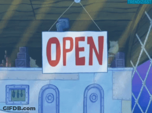 Open Sign On Ceiling GIF