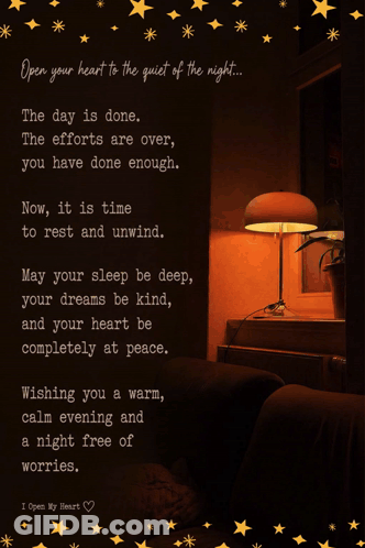 Open Your Heart To The Quiet Of The Night Greeting Card GIF