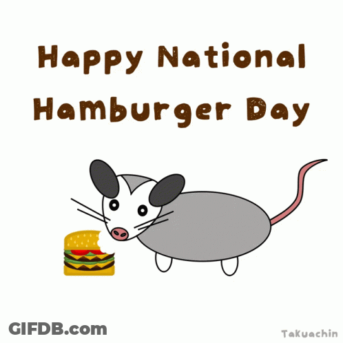 Opossum Eating Hamburger Happy National Hamburger Day GIF