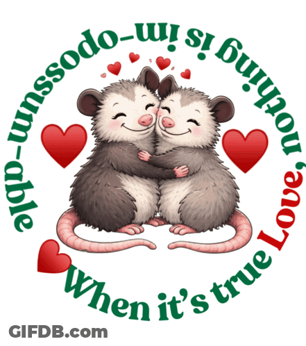 Opossums Hugging When It's True Love GIF