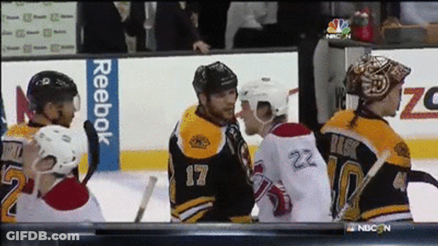 Opposing Hockey Players Handshake GIF