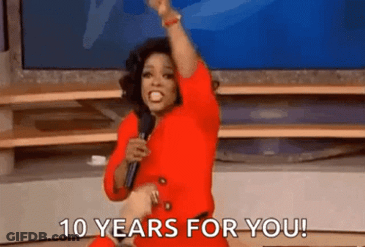 Oprah 10 Years For You Work Anniversary Meme GIF