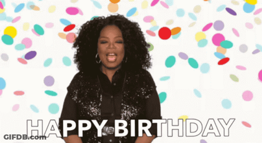 Oprah Winfrey Happy Birthday Confetti Greeting GIF