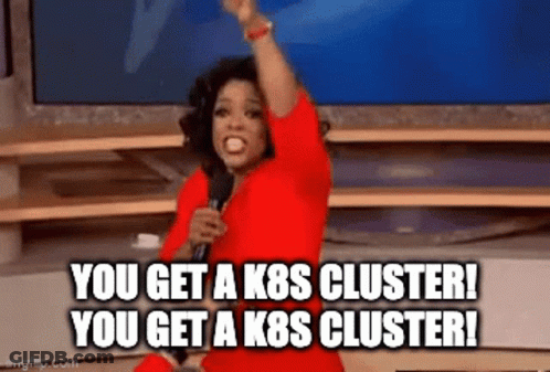 Oprah Winfrey Is Holding A Microphone And Saying You Get A K8s Cluster GIF