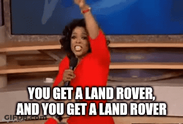 Oprah Winfrey Is Holding A Microphone And Saying You Get A Land Rover , And You Get A Land Rover GIF
