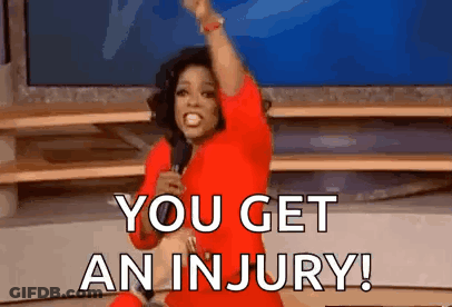 Oprah Winfrey Is Holding A Microphone And Saying `` You Get An Injury '' . GIF