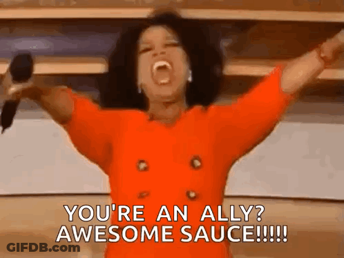 Oprah Winfrey Is Holding A Microphone With Her Arms In The Air . GIF