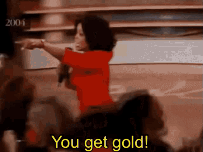 Oprah Winfrey Pointing Fans You Get Gold Meme GIF