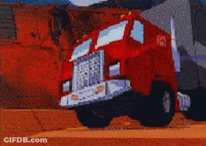 Optimus Prime Mid Air Transformation GIF