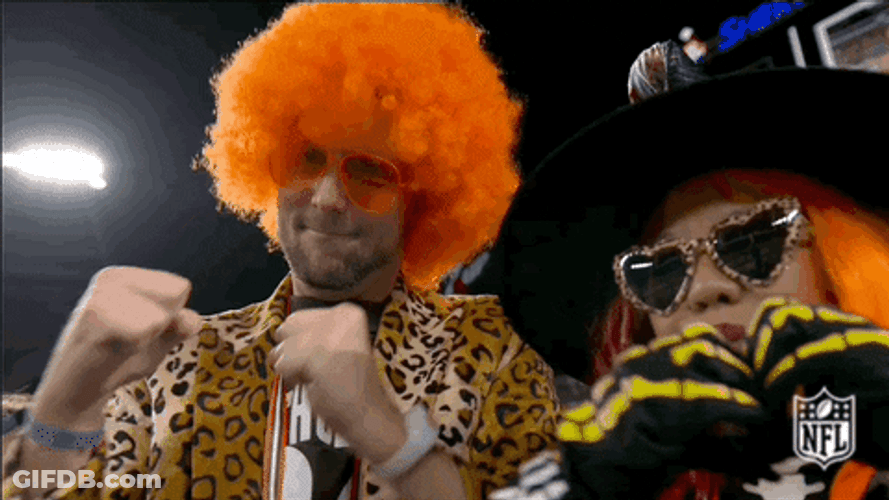 Orange Afro Haired Fan Cheering GIF