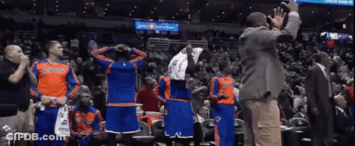 Orange And Blue Thunder Basketball Players GIF