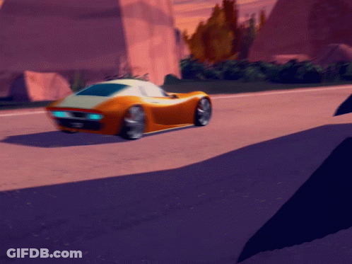 Orange And White Sports Car Driving Down Road GIF