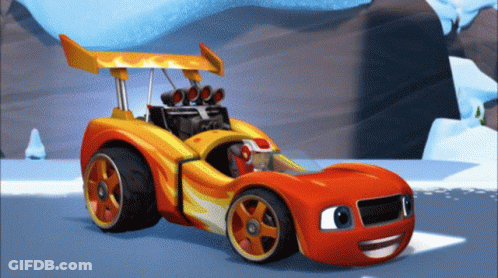 Orange And Yellow Toy Car With Wing GIF