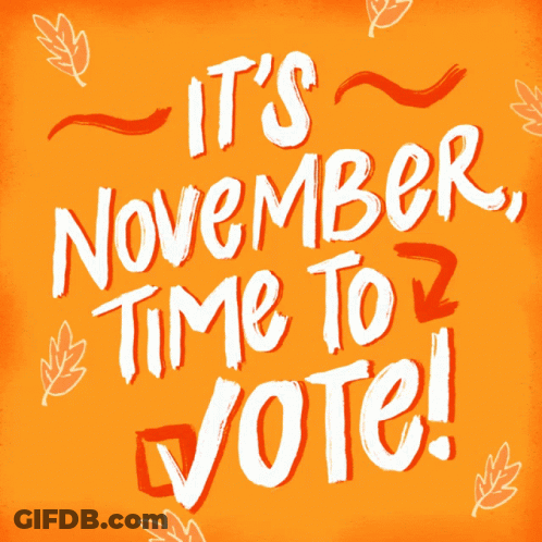 Orange Background With White Text Its November Time To Vote GIF