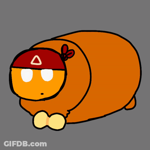Orange Ball With Red Hat And Triangle GIF
