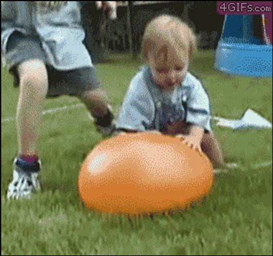 Orange Balloon  With Water Inside Deflating GIF