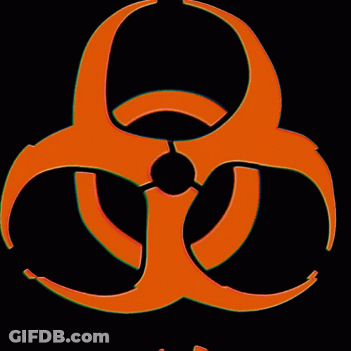 Orange Biohazard Symbol On Black Background GIF