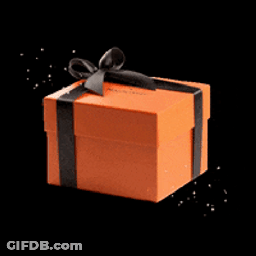 Orange Box With Black Ribbon Sparkling GIF