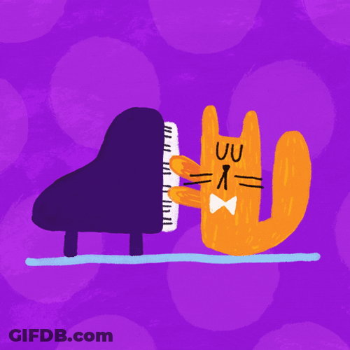 Orange Cat Playing Piano White Bow Tie GIF