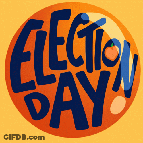Orange Circle With Election Day In Blue Letters GIF