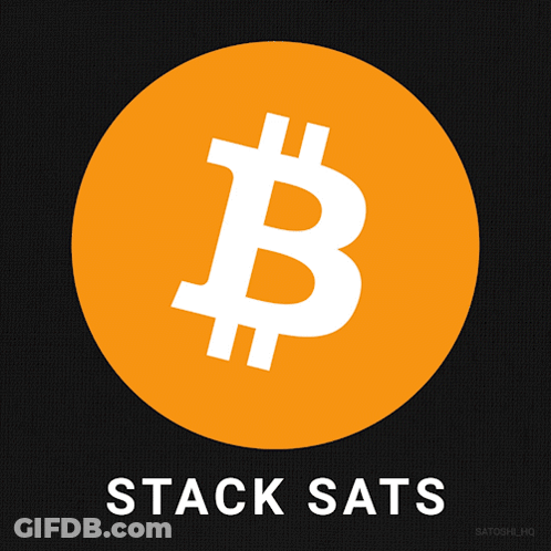 Orange Circle With White B Saying Stack Sats GIF