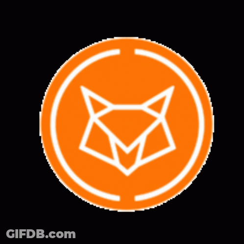 Orange Circle With White Fox Head Outline GIF